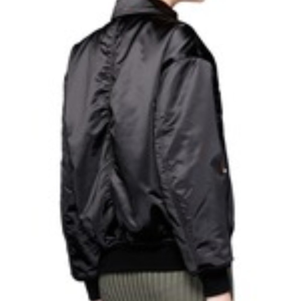 T by Alexander Wang  Collared satin bomber jacked